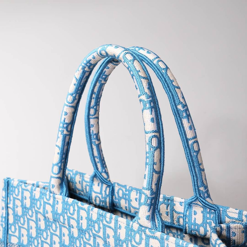 Ezyycart Bags DIR1286 Book Tote blue BIG Handbag 36.5cm 41.5cm Embroidery LOGO blue