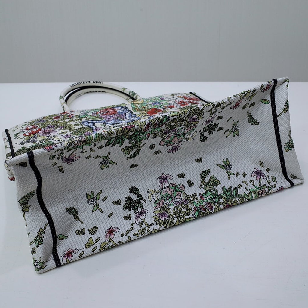 Ezyycart Bags DIR1286 Book Tote green WHITE blue BIG size 41.5cm 36.5cm Embroidery