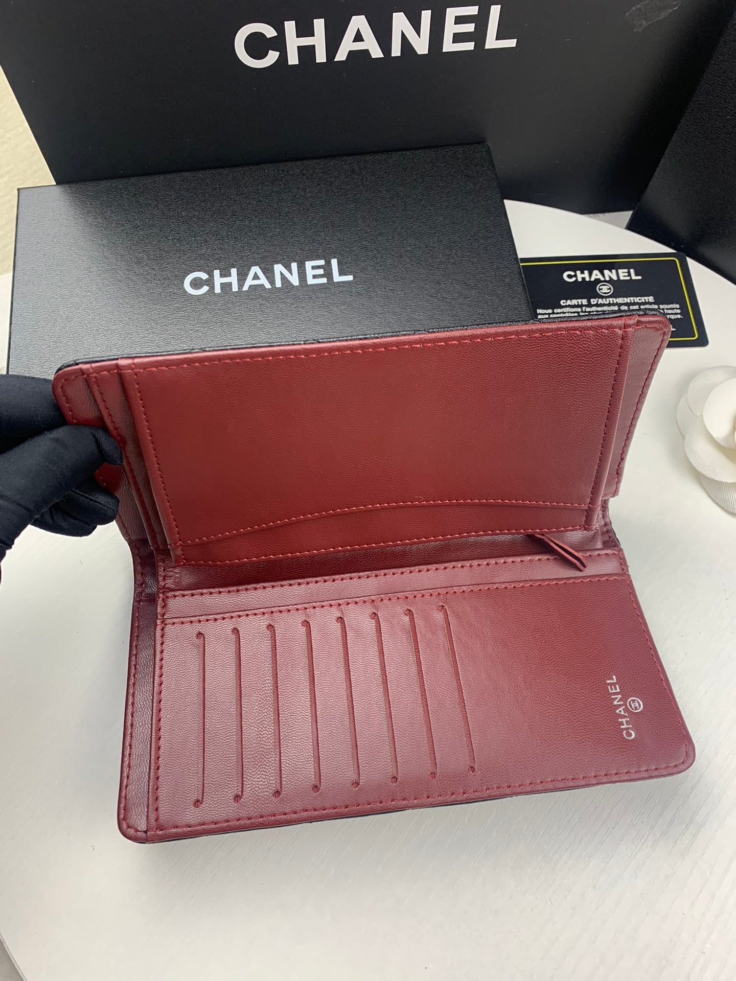 Anum Bags CHL BLACK CAVIAR LEATHER CLASSIC LONG FLAP WALLET 19.5CM
