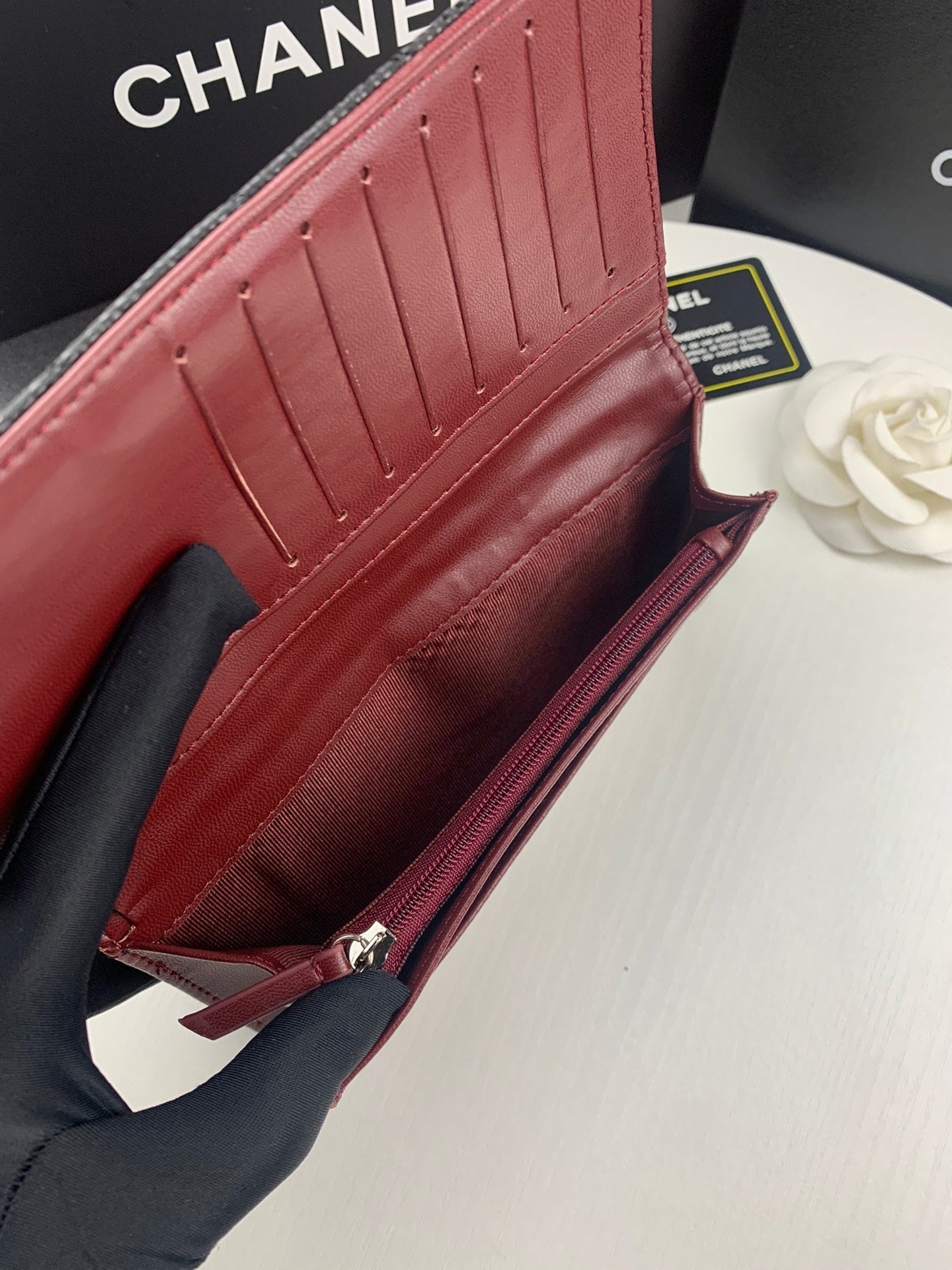 Anum Bags CHL BLACK CAVIAR LEATHER CLASSIC LONG FLAP WALLET 19.5CM