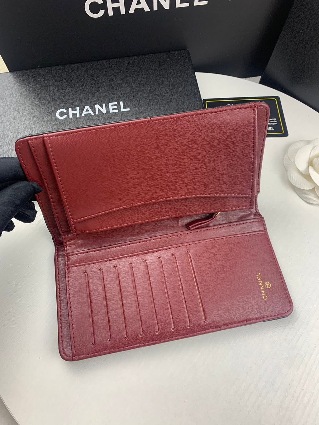 Anum Bags CHL BLACK QUILTED LAMBSKIN CLASSIC LONG FLAP WALLET 19.5CM