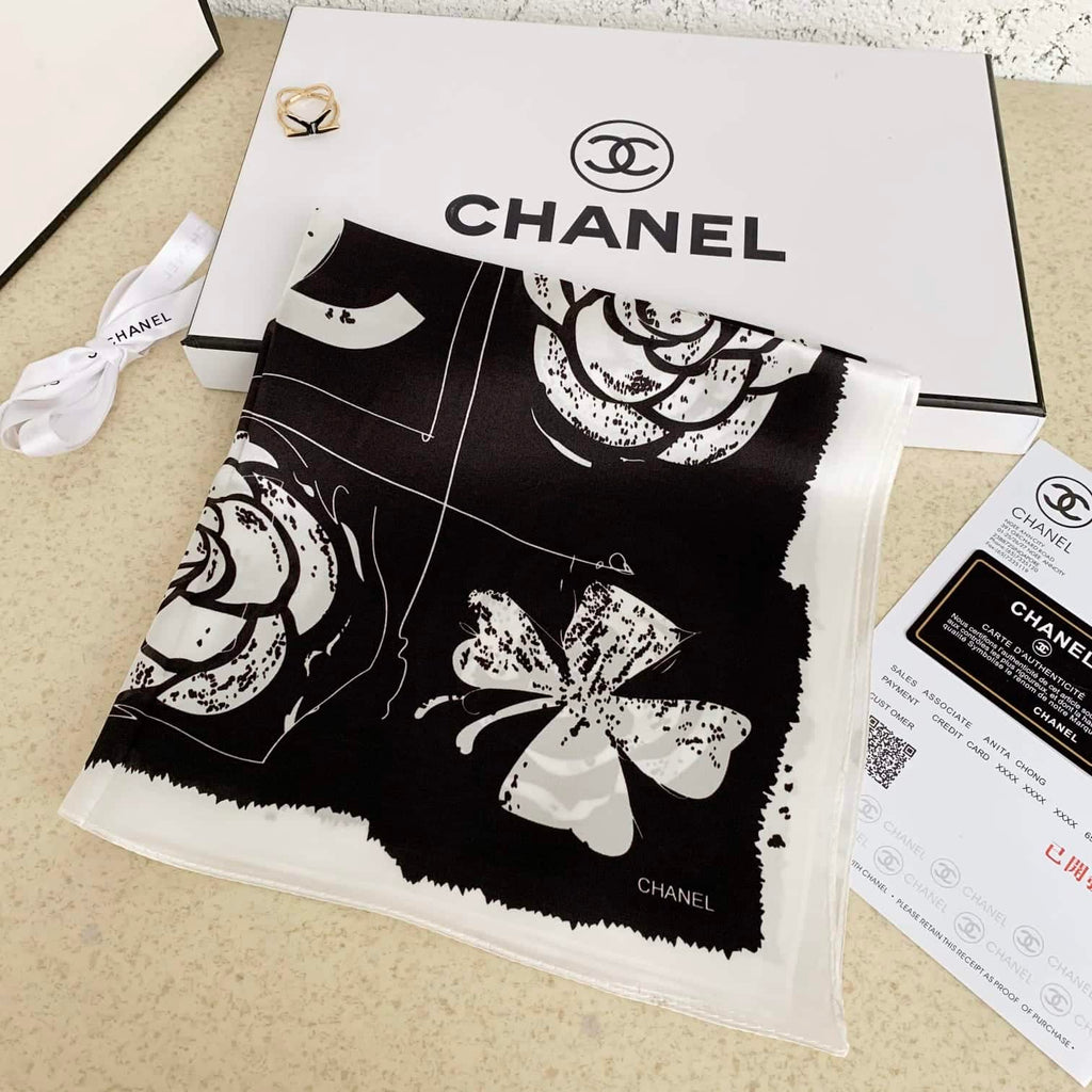 Anum Bags CHL CC CAMELLIA SQUARE SCARF BLACK