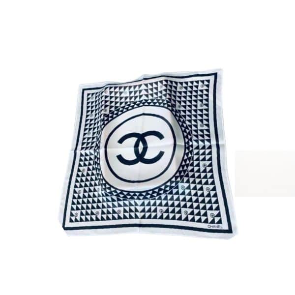 Anum Bags CHL CC MOTIF SQUARE NECK TWILL SILK SCARF WHITE