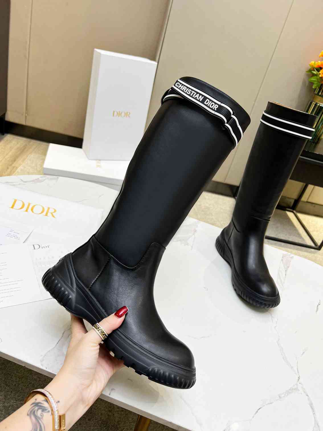 Ezyycart Bags DD D RACER BOOT CALFSKIN BLACK KDI781VEA S17X