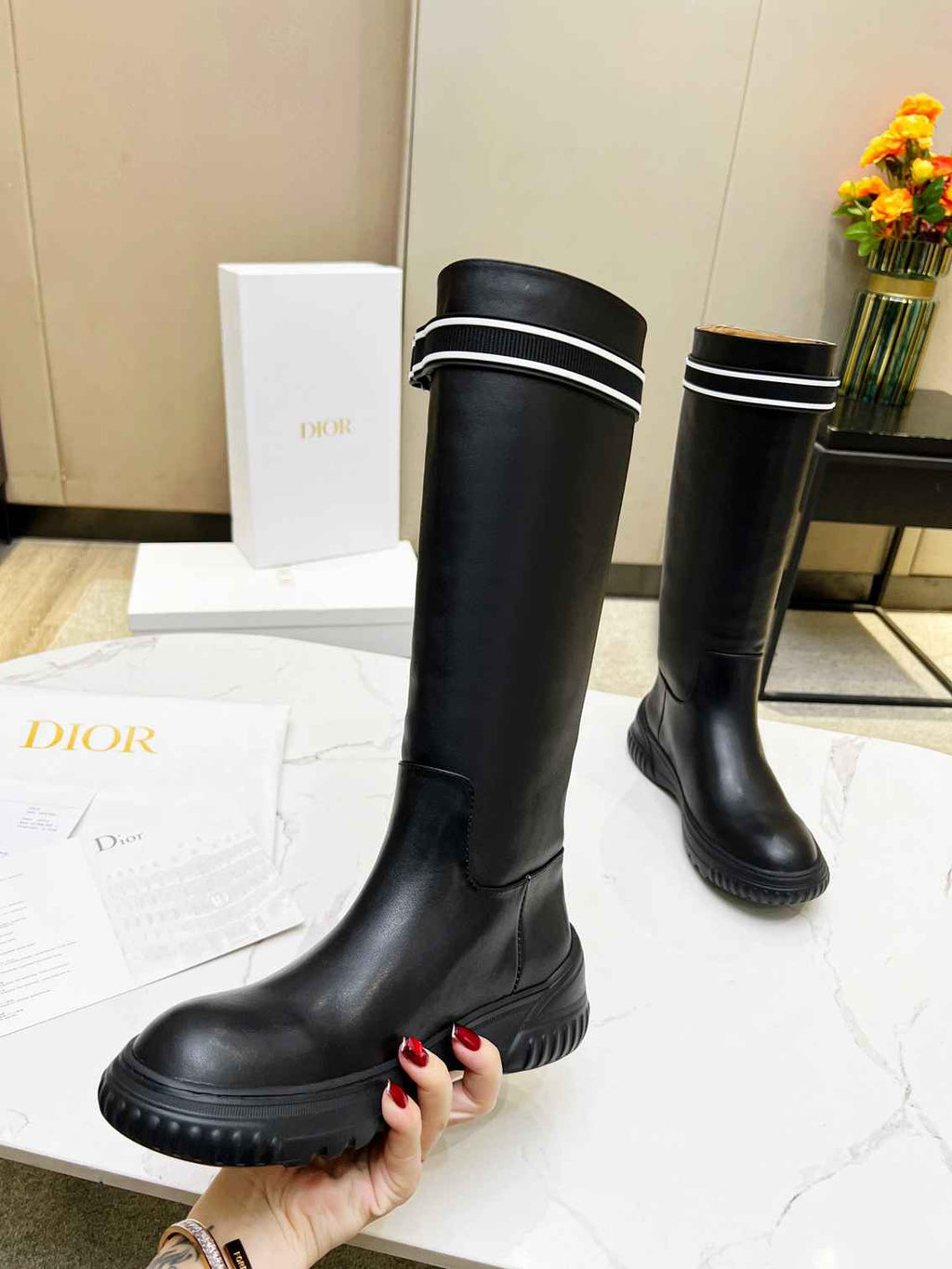 Ezyycart Bags DD D RACER BOOT CALFSKIN BLACK KDI781VEA S17X