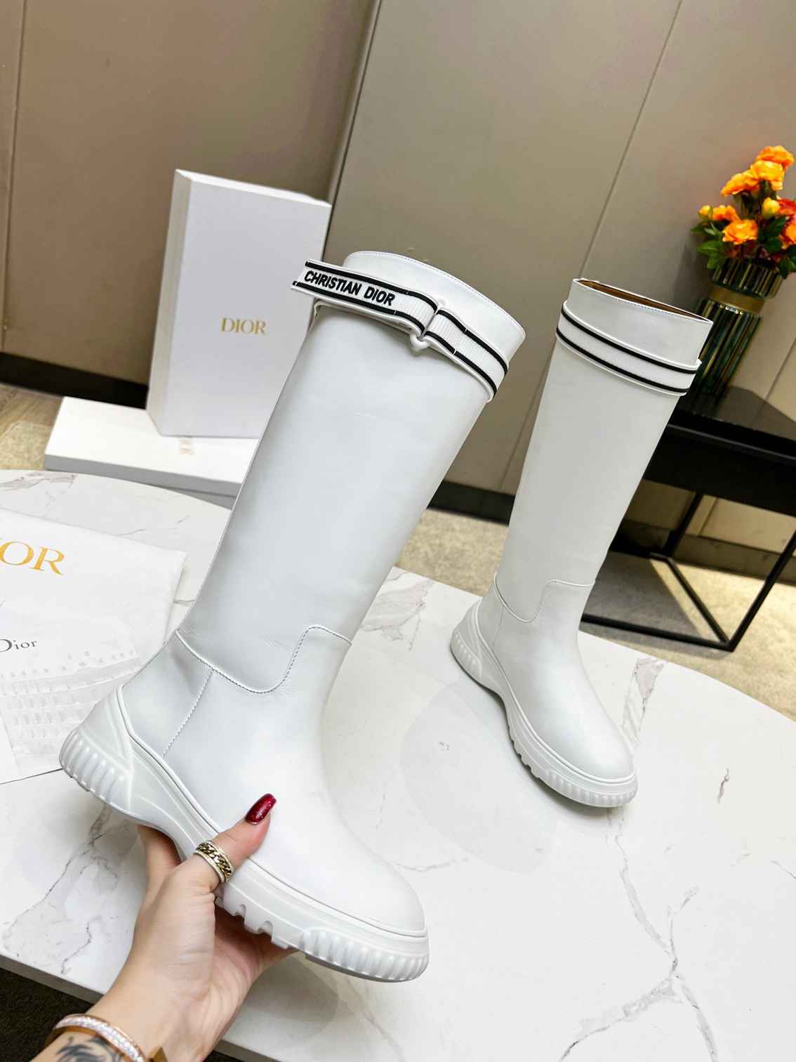 Ezyycart Bags DD D RACER BOOT CALFSKIN WHITE