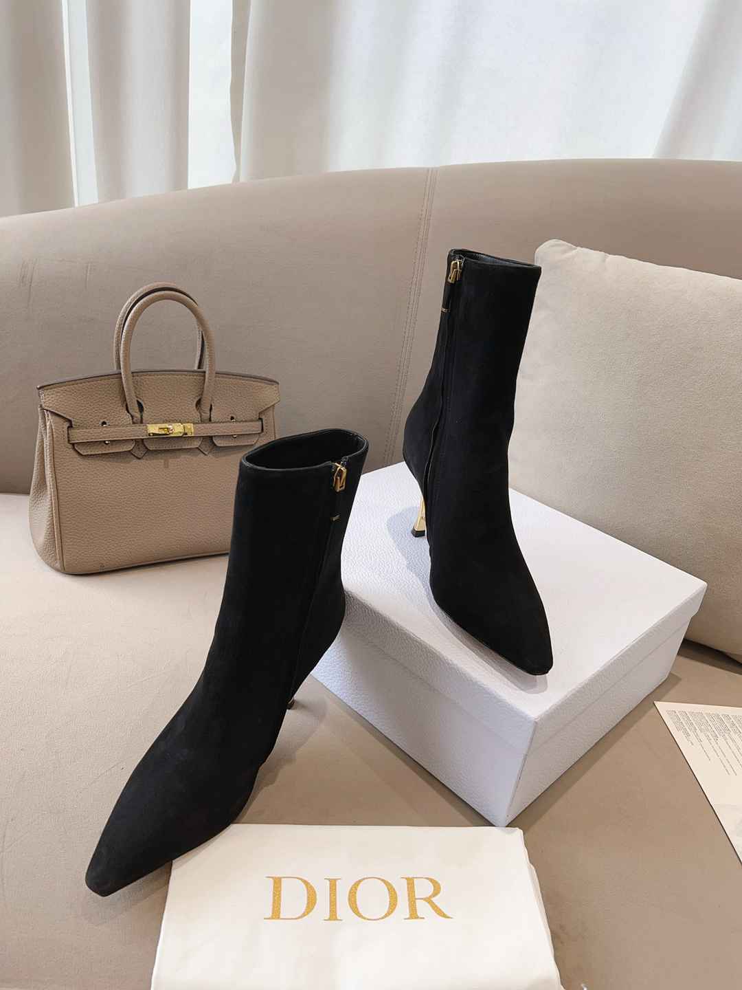 Ezyycart Bags DD WOMEN D FAME HEELED ANKLE BOOT SUEDE CALFSKIN BLACK