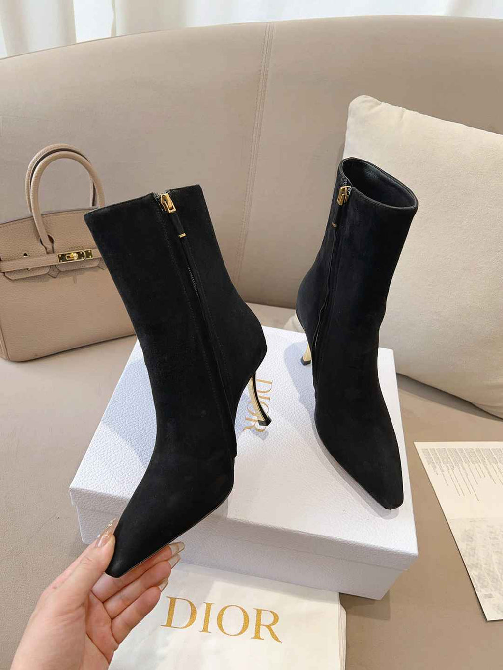Ezyycart Bags DD WOMEN D FAME HEELED ANKLE BOOT SUEDE CALFSKIN BLACK