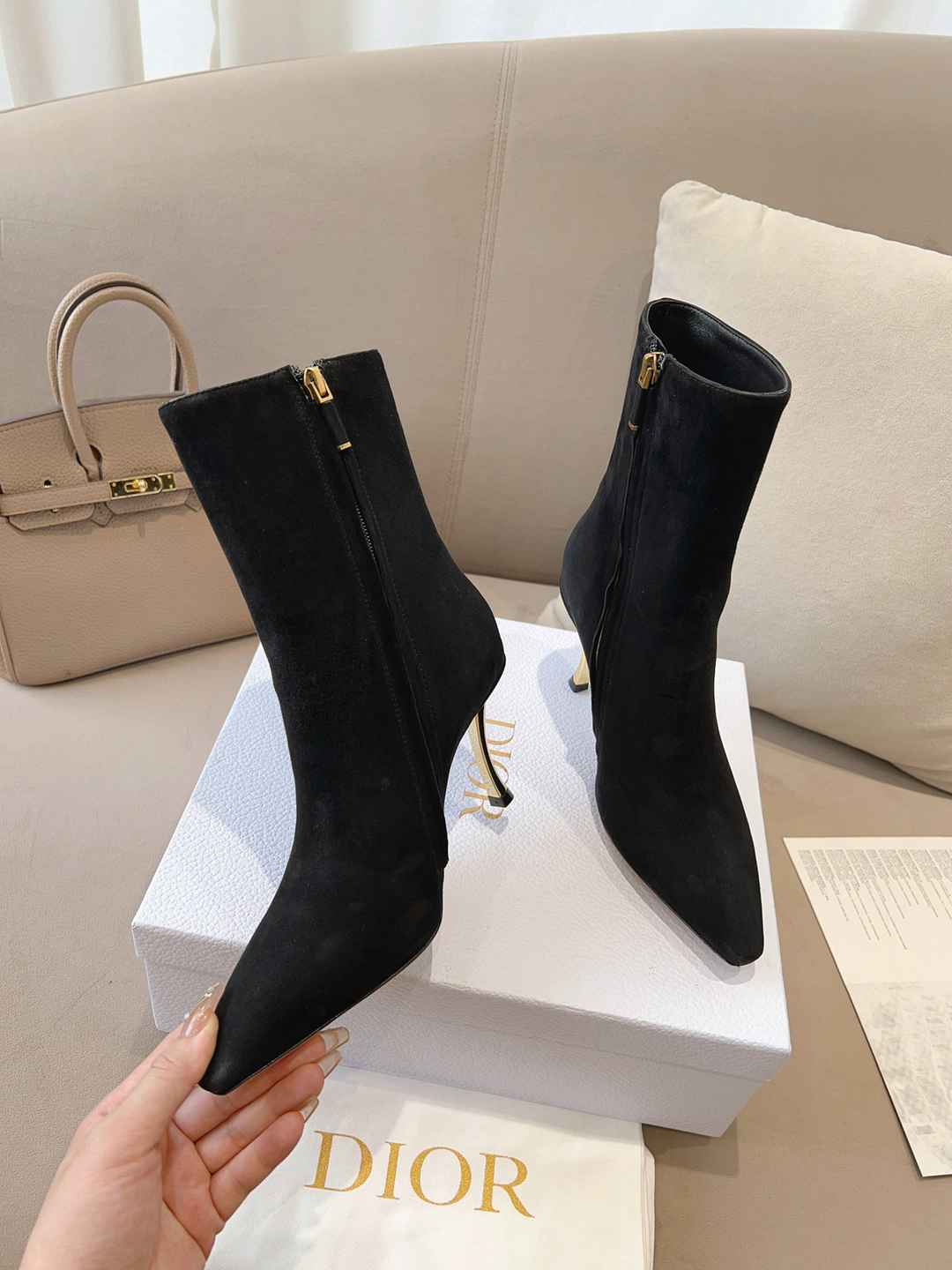 Ezyycart Bags DD WOMEN D FAME HEELED ANKLE BOOT SUEDE CALFSKIN BLACK