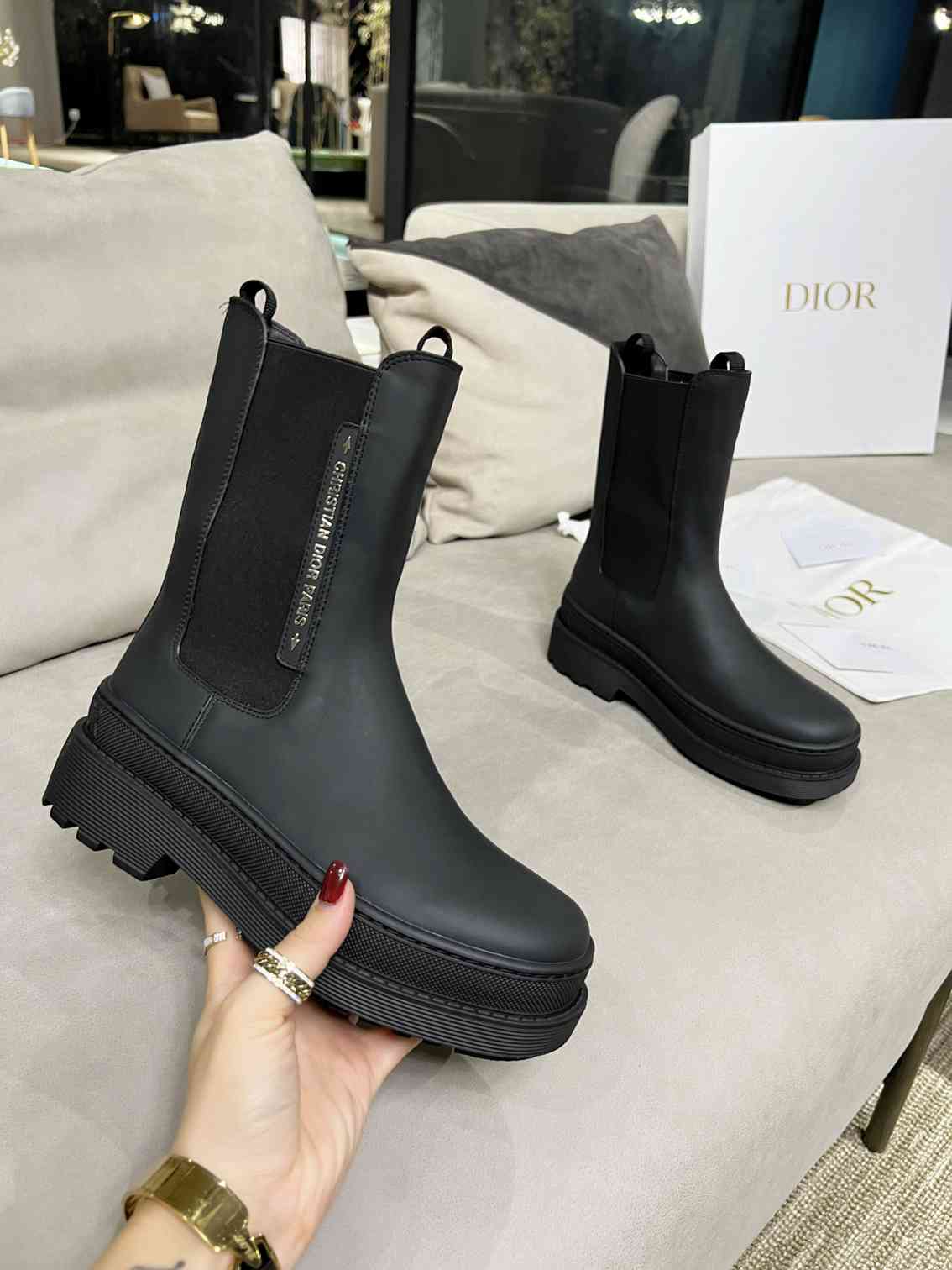 Ezyycart Bags DD TRIAL ANKLE BOOTS LEATHER BLACK