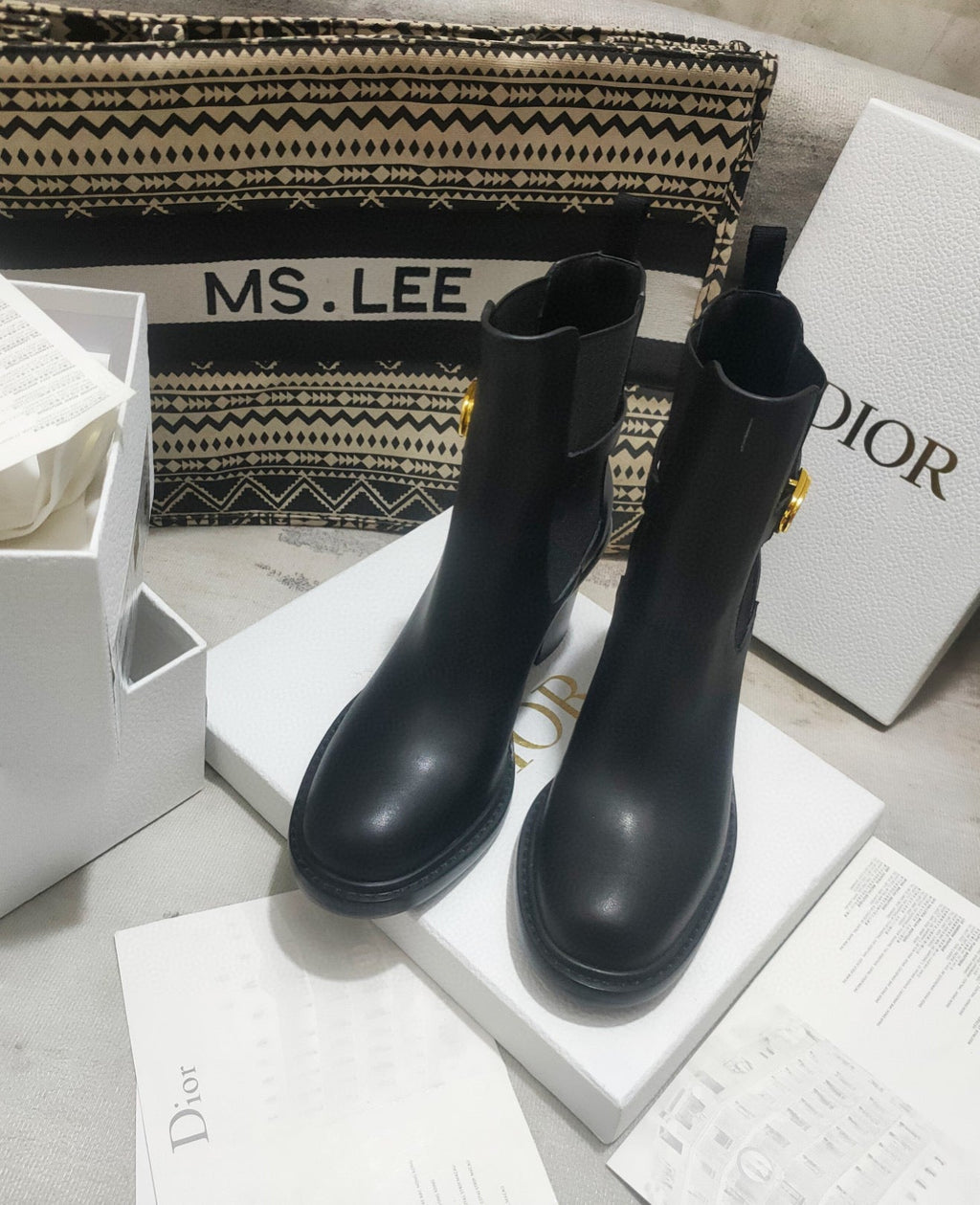 Ezyycart Bags DD 30 MONTAIGNE HEELED ANKLE BOOT BLACK SUPPLE CALFSKIN KCI950VSO S900