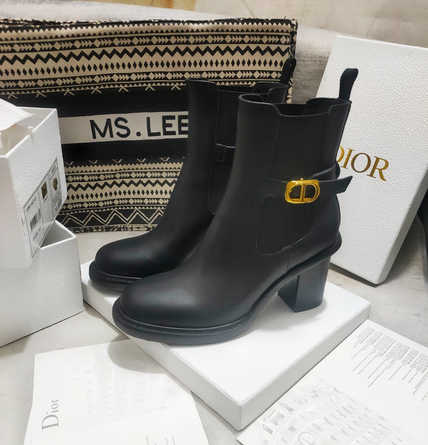 Ezyycart Bags DD 30 MONTAIGNE HEELED ANKLE BOOT BLACK SUPPLE CALFSKIN KCI950VSO S900