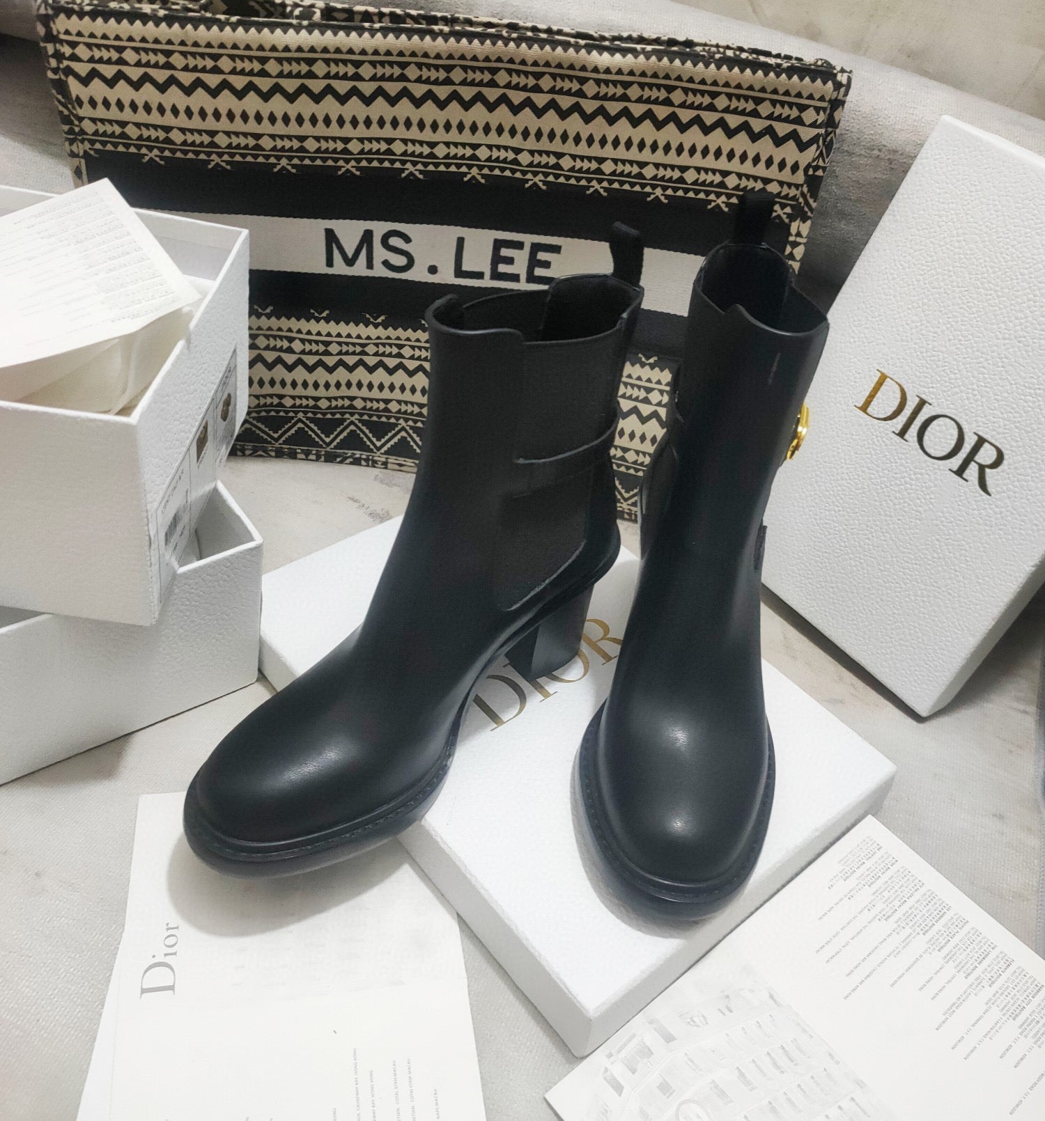 Ezyycart Bags DD 30 MONTAIGNE HEELED ANKLE BOOT BLACK SUPPLE CALFSKIN KCI950VSO S900