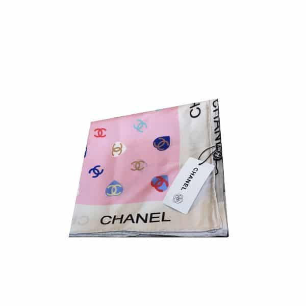 Anum Bags CHL CC HEARTS LETTER MONOGRAM LOGO BOW PRINT SCARF PINK