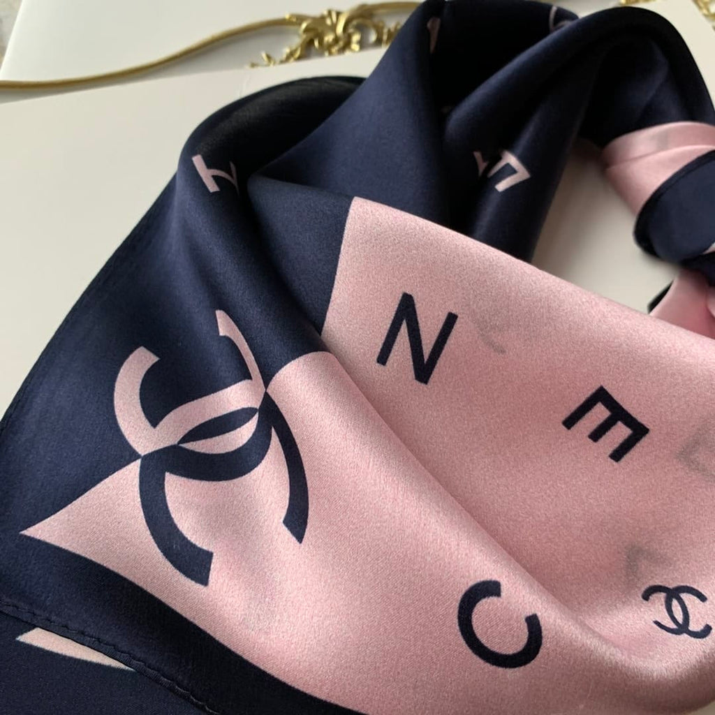 Anum Bags CHL MULTI LETTERS SQUARE SILK SCARF PINK BLUE