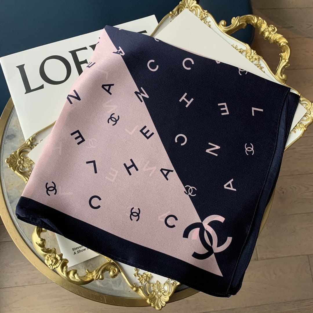 Anum Bags CHL MULTI LETTERS SQUARE SILK SCARF PINK BLUE