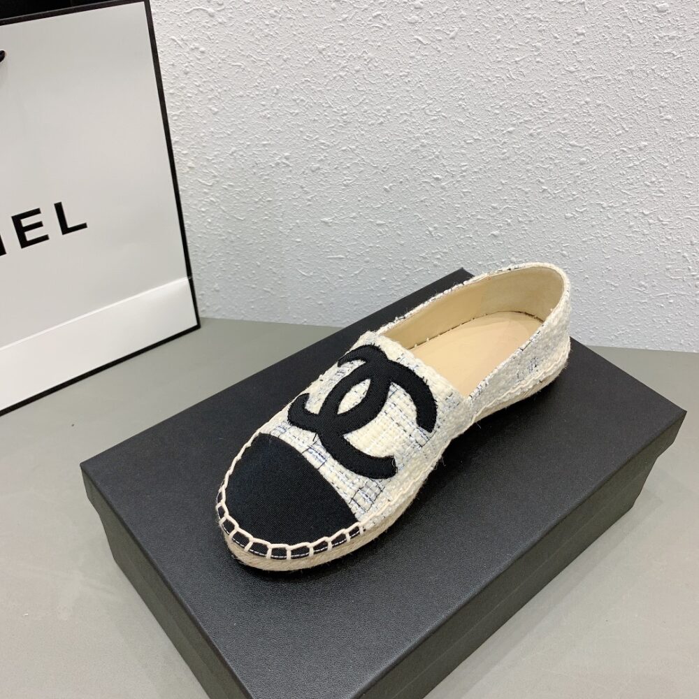 Anum Bags CHL WHITE BLUE BLACK TWEED CC ESPADRILLES SLIP ON