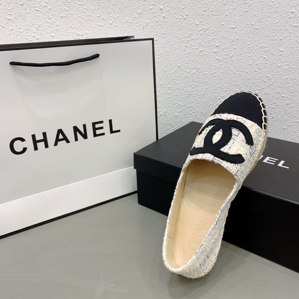 Anum Bags CHL WHITE BLUE BLACK TWEED CC ESPADRILLES SLIP ON