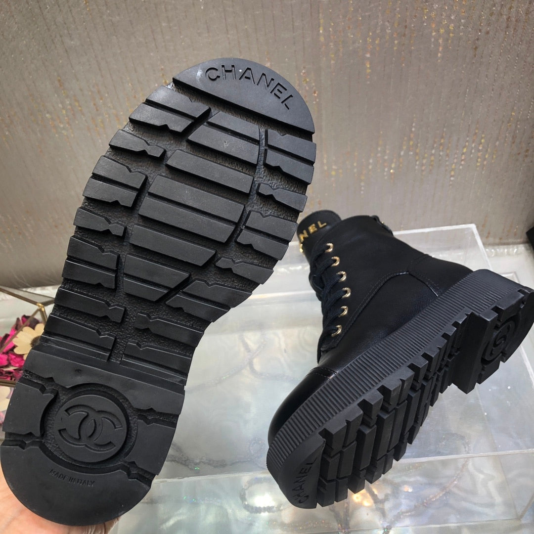 Anum Bags CHANEL CC LACE UP BOOT BLACK G45124 B14018 94305