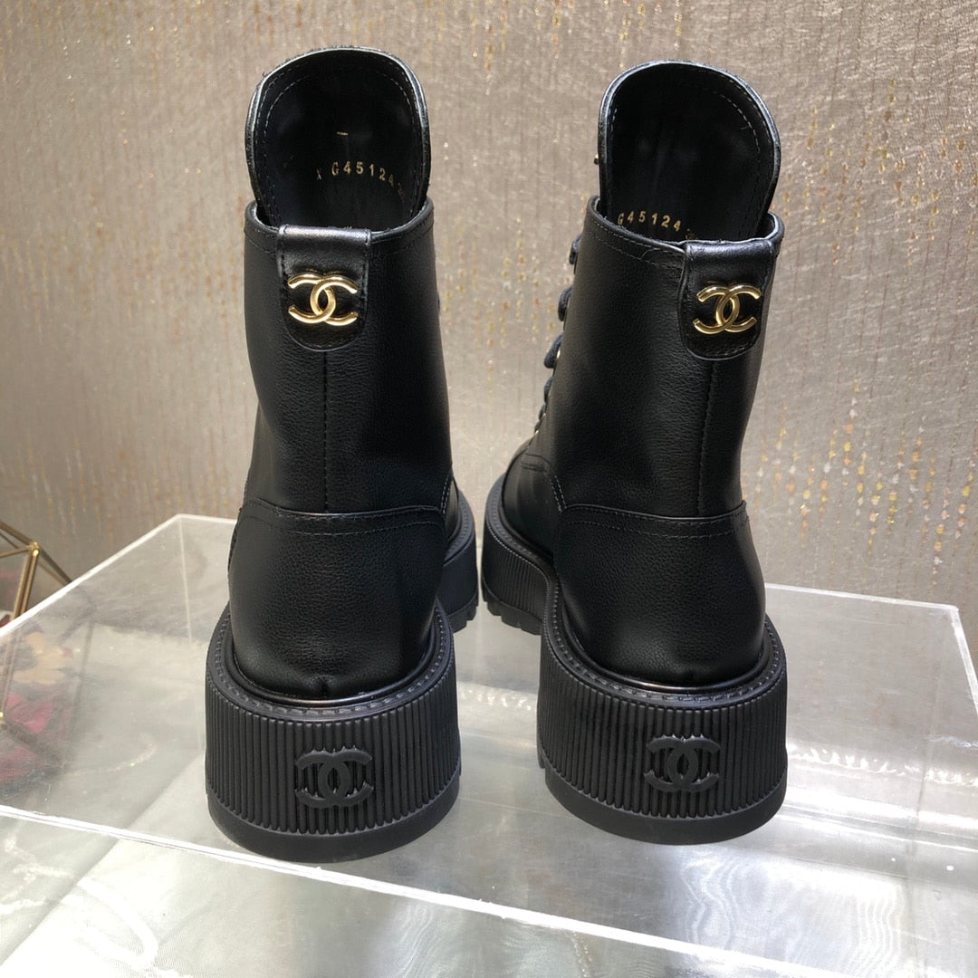 Anum Bags CHANEL CC LACE UP BOOT BLACK G45124 B14018 94305