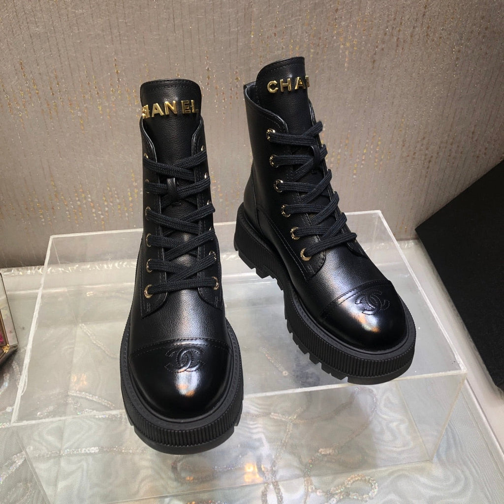 Anum Bags CHANEL CC LACE UP BOOT BLACK G45124 B14018 94305