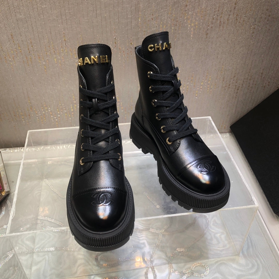 Anum Bags CHANEL CC LACE UP BOOT BLACK G45124 B14018 94305