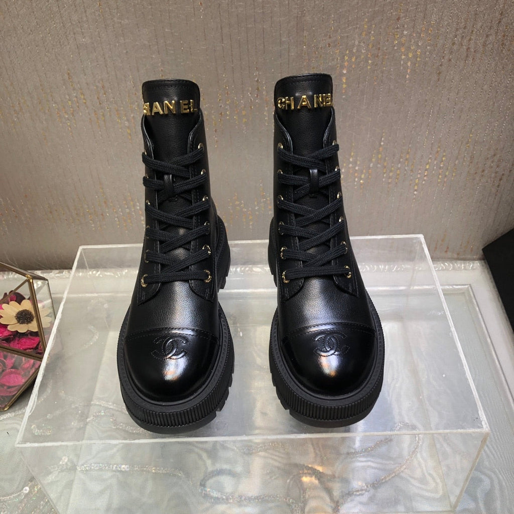 Anum Bags CHANEL CC LACE UP BOOT BLACK G45124 B14018 94305