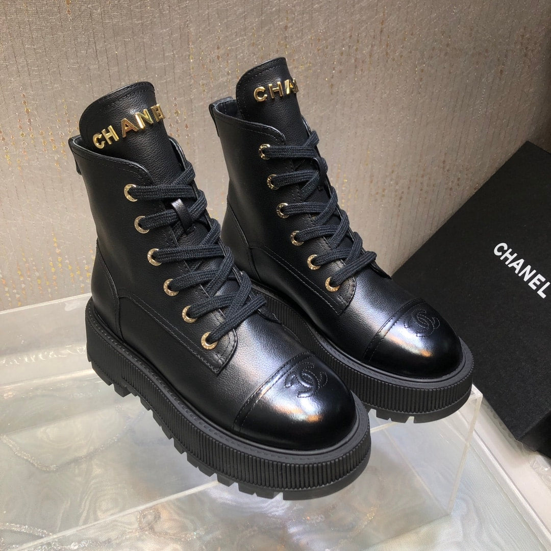 Anum Bags CHANEL CC LACE UP BOOT BLACK G45124 B14018 94305