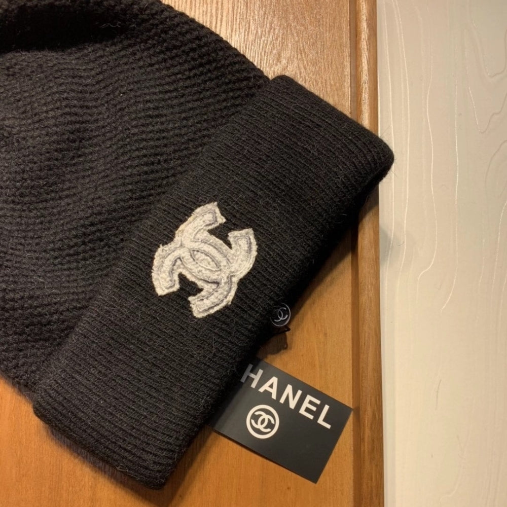 Anum Bags CHL CC LOGO CASHMERE BEANIE BLACK AAA590 B18531 94305