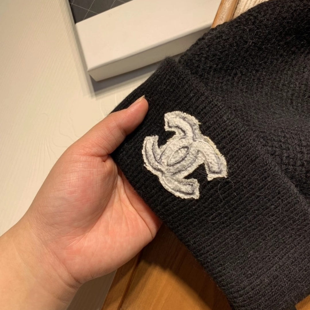 Anum Bags CHL CC LOGO CASHMERE BEANIE BLACK AAA590 B18531 94305