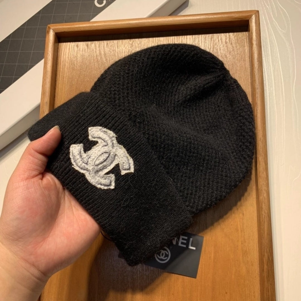 Anum Bags CHL CC LOGO CASHMERE BEANIE BLACK AAA590 B18531 94305