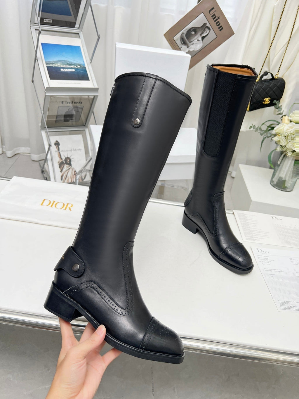 Anum Bags DD D FOLK HEELED HIGH BOOT BLACK