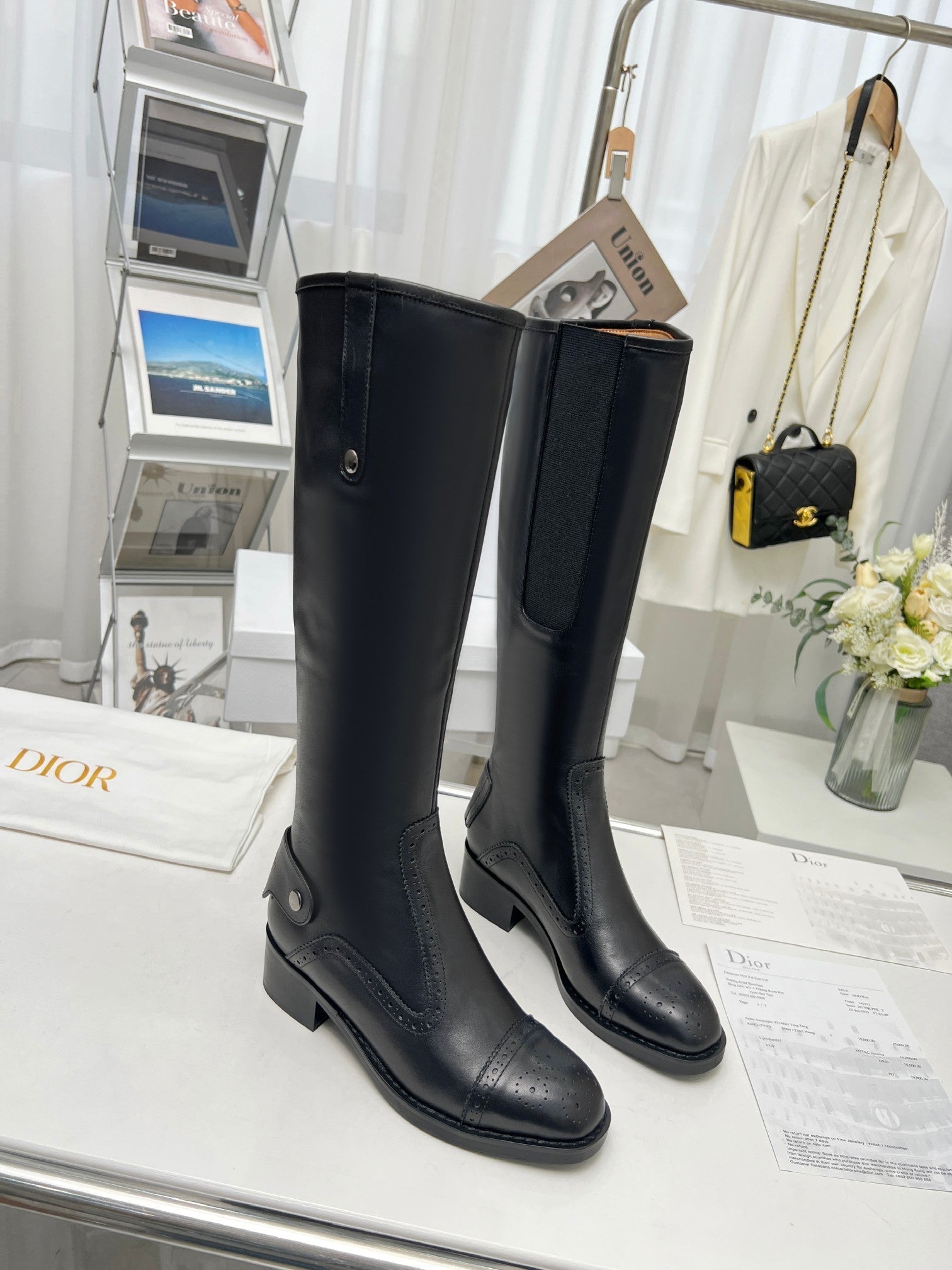 Anum Bags DD D FOLK HEELED HIGH BOOT BLACK