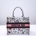 Ezyycart Bags DIR 1286 Book Tote bag size 36.5cm 41.5cm Embroidery LOGO Handbag pink yellow flower