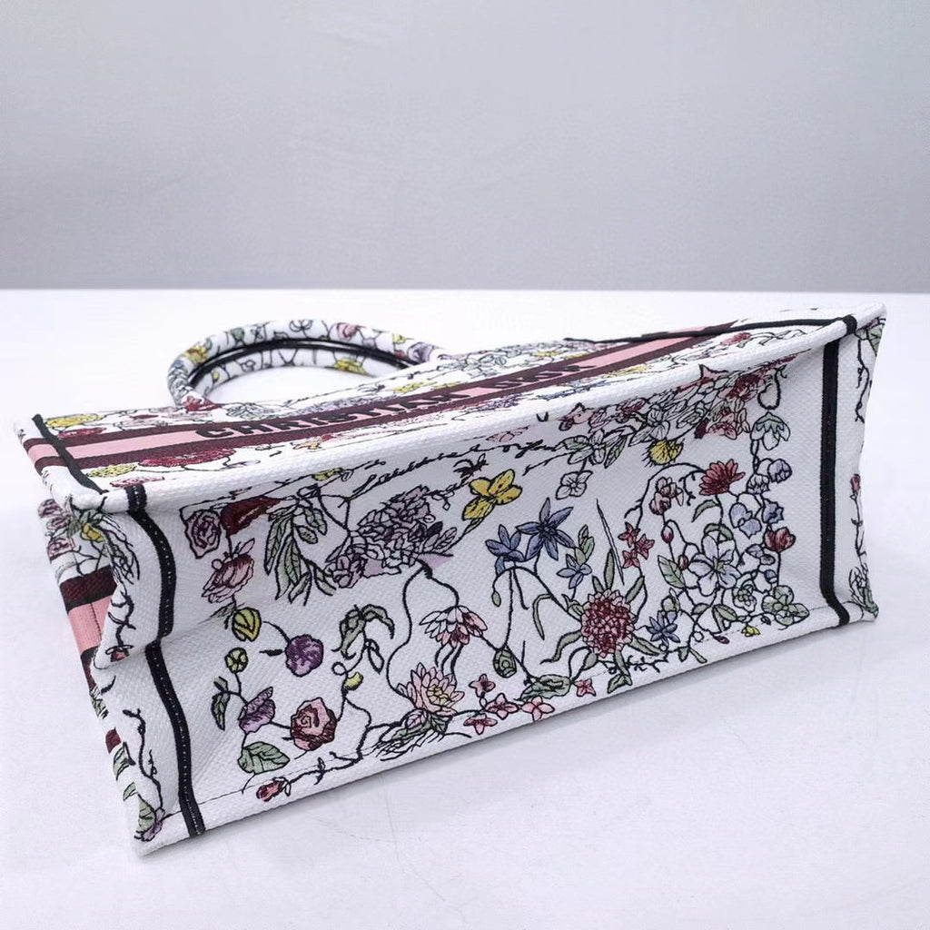 Ezyycart Bags DIR 1286 Book Tote bag size 36.5cm 41.5cm Embroidery LOGO Handbag pink yellow flower