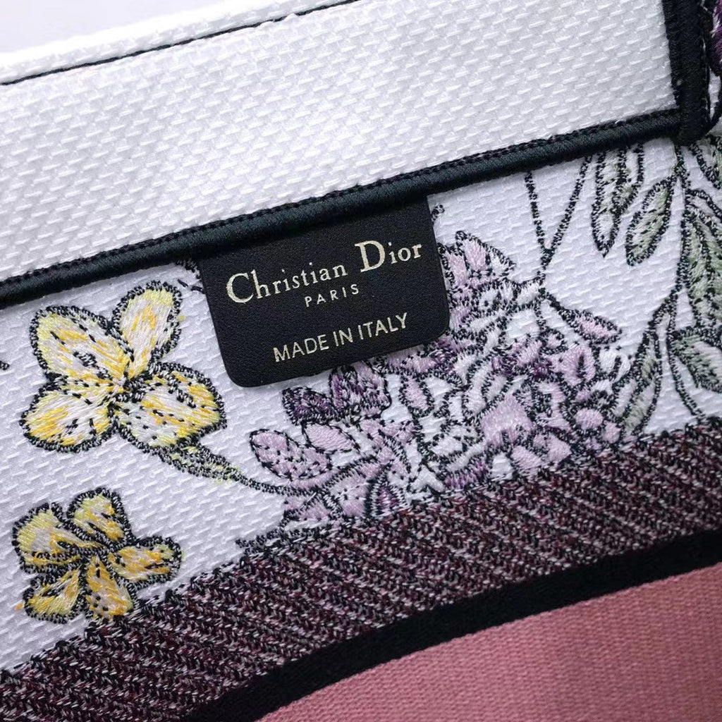 Ezyycart Bags DIR 1286 Book Tote bag size 36.5cm 41.5cm Embroidery LOGO Handbag pink yellow flower