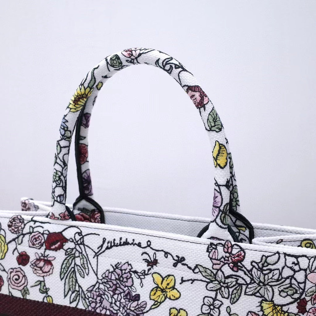 Ezyycart Bags DIR 1286 Book Tote bag size 36.5cm 41.5cm Embroidery LOGO Handbag pink yellow flower
