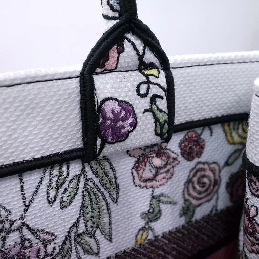 Ezyycart Bags DIR 1286 Book Tote bag size 36.5cm 41.5cm Embroidery LOGO Handbag pink yellow flower