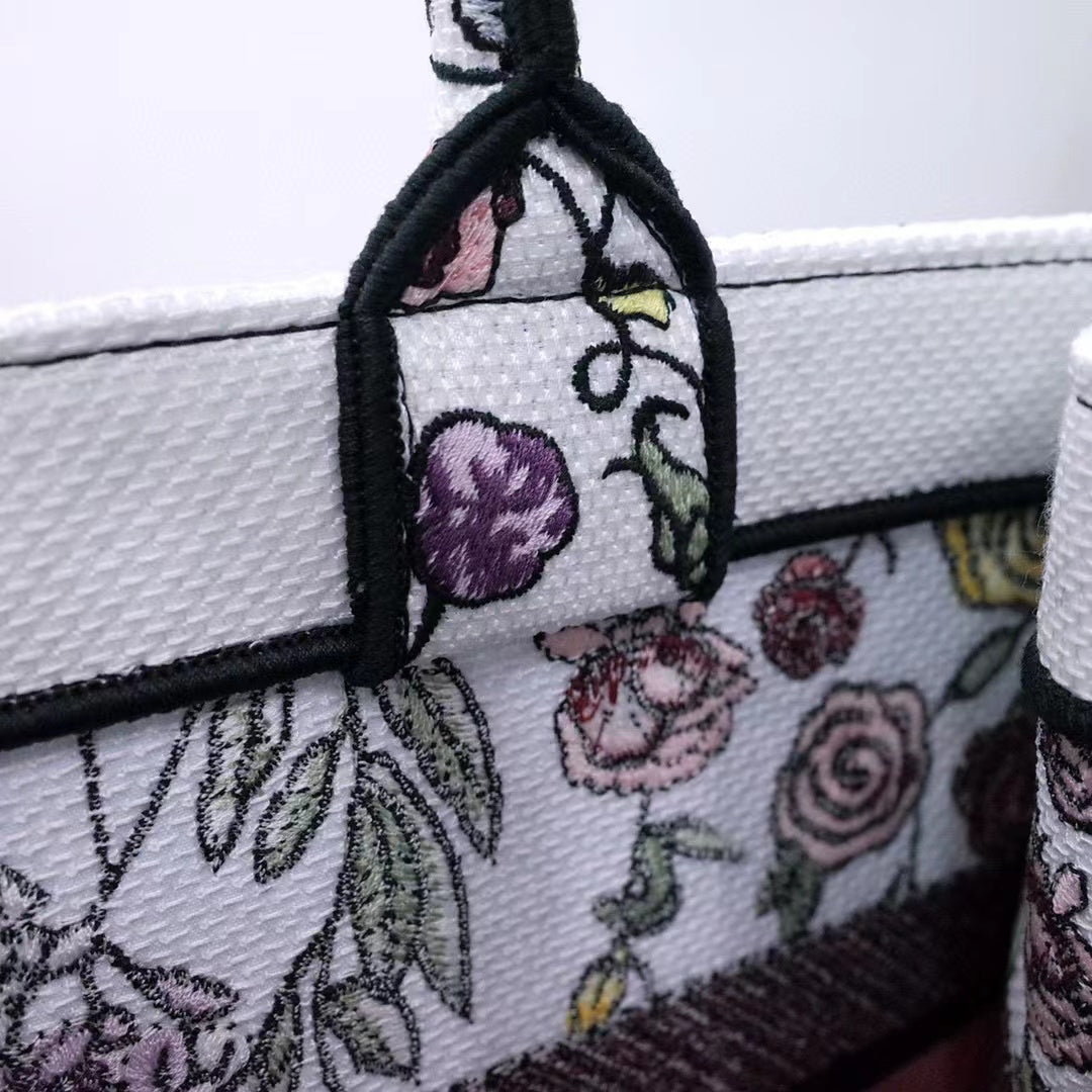 Ezyycart Bags DIR 1286 Book Tote bag size 36.5cm 41.5cm Embroidery LOGO Handbag pink yellow flower