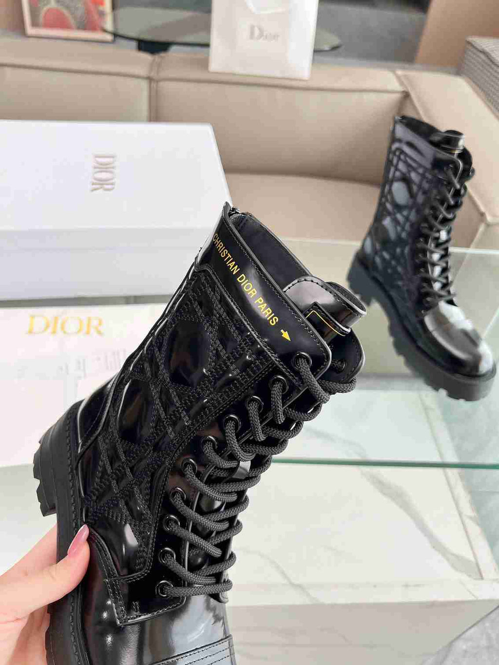 Ezyycart Bags DD D UNIT ANKLE BOOT QUILTED CANNAGE CALFSKIN BLACK KCI995CQC S900