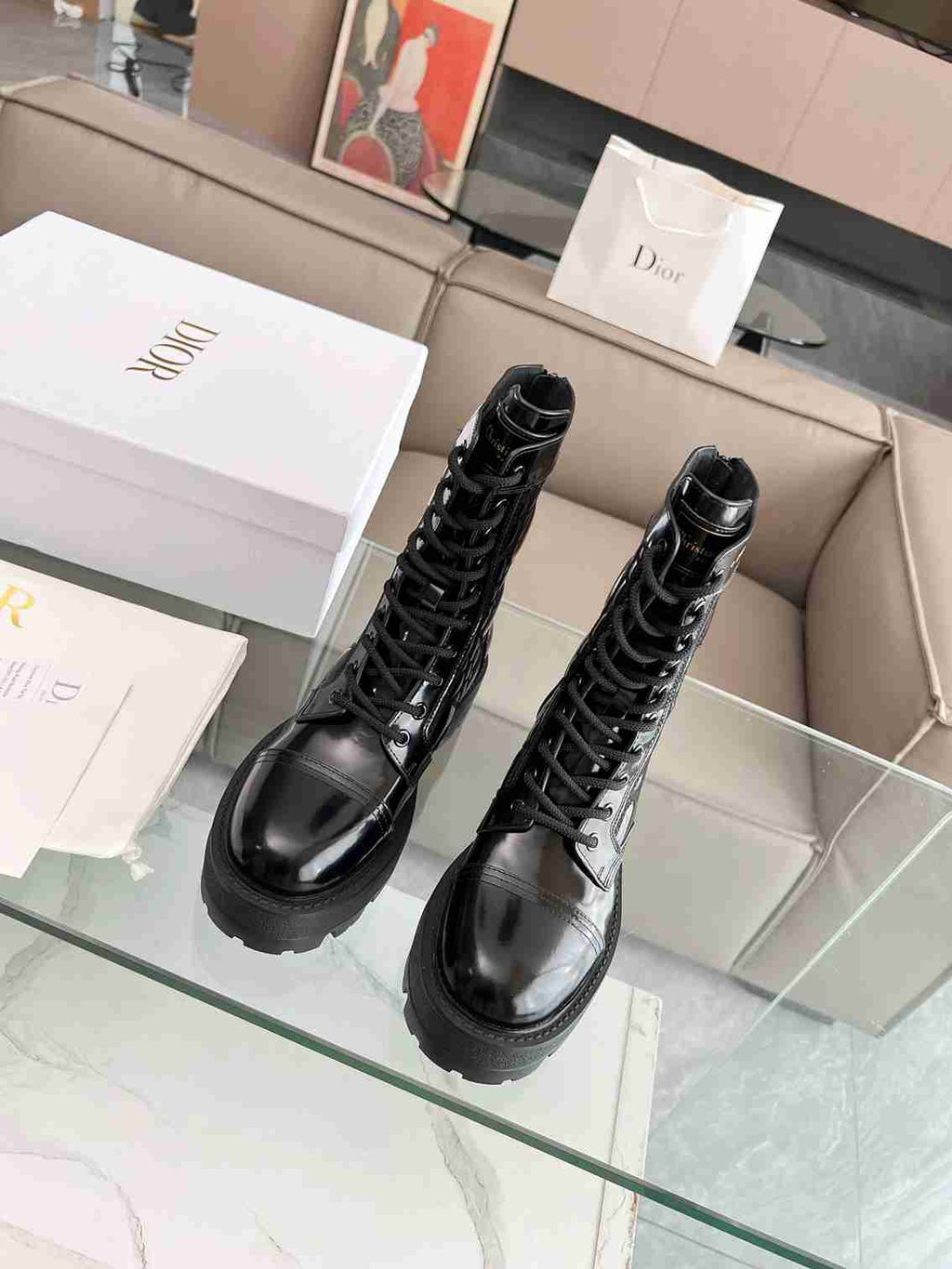 Ezyycart Bags DD D UNIT ANKLE BOOT QUILTED CANNAGE CALFSKIN BLACK KCI995CQC S900