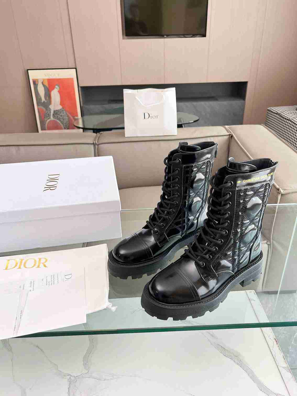Ezyycart Bags DD D UNIT ANKLE BOOT QUILTED CANNAGE CALFSKIN BLACK KCI995CQC S900