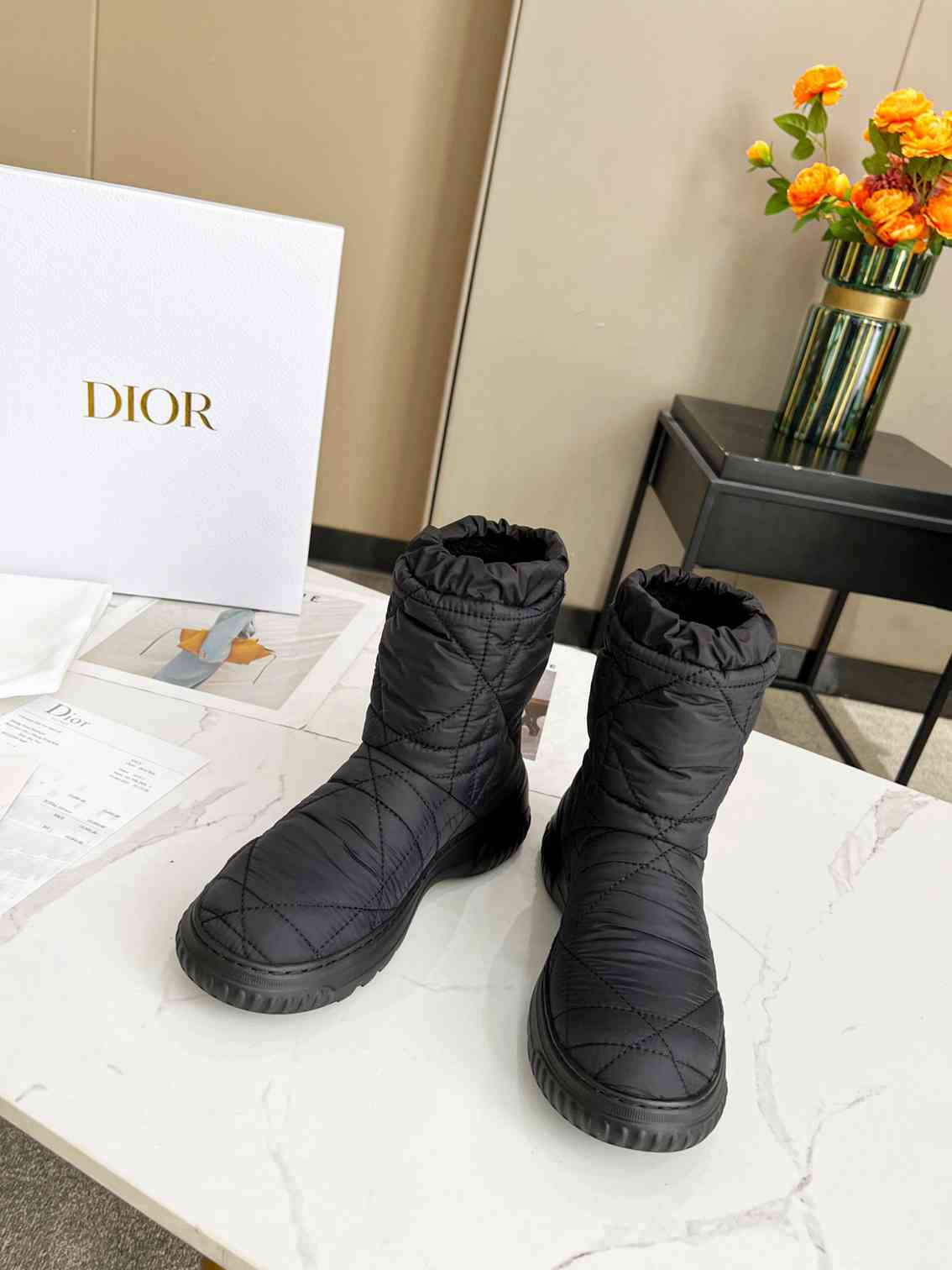 Ezyycart Bags DD FROST ANKLE BOOT BLACK QUILTED NYLON BLACK