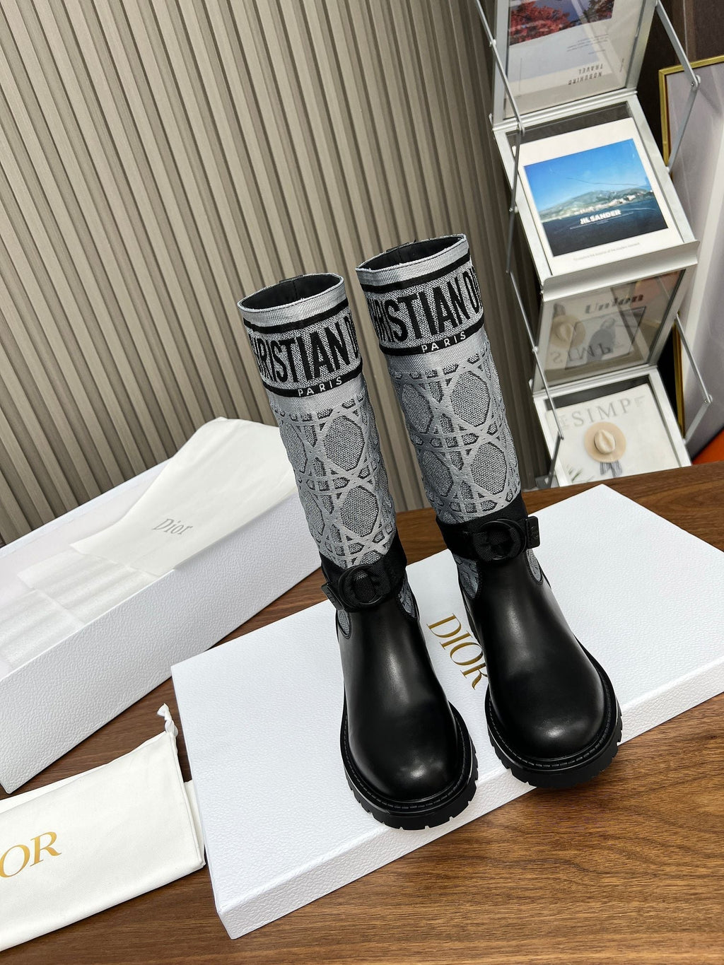 Ezyycart Bags DD D MAJOR BOOT CALFSKIN BLACK AND GREY