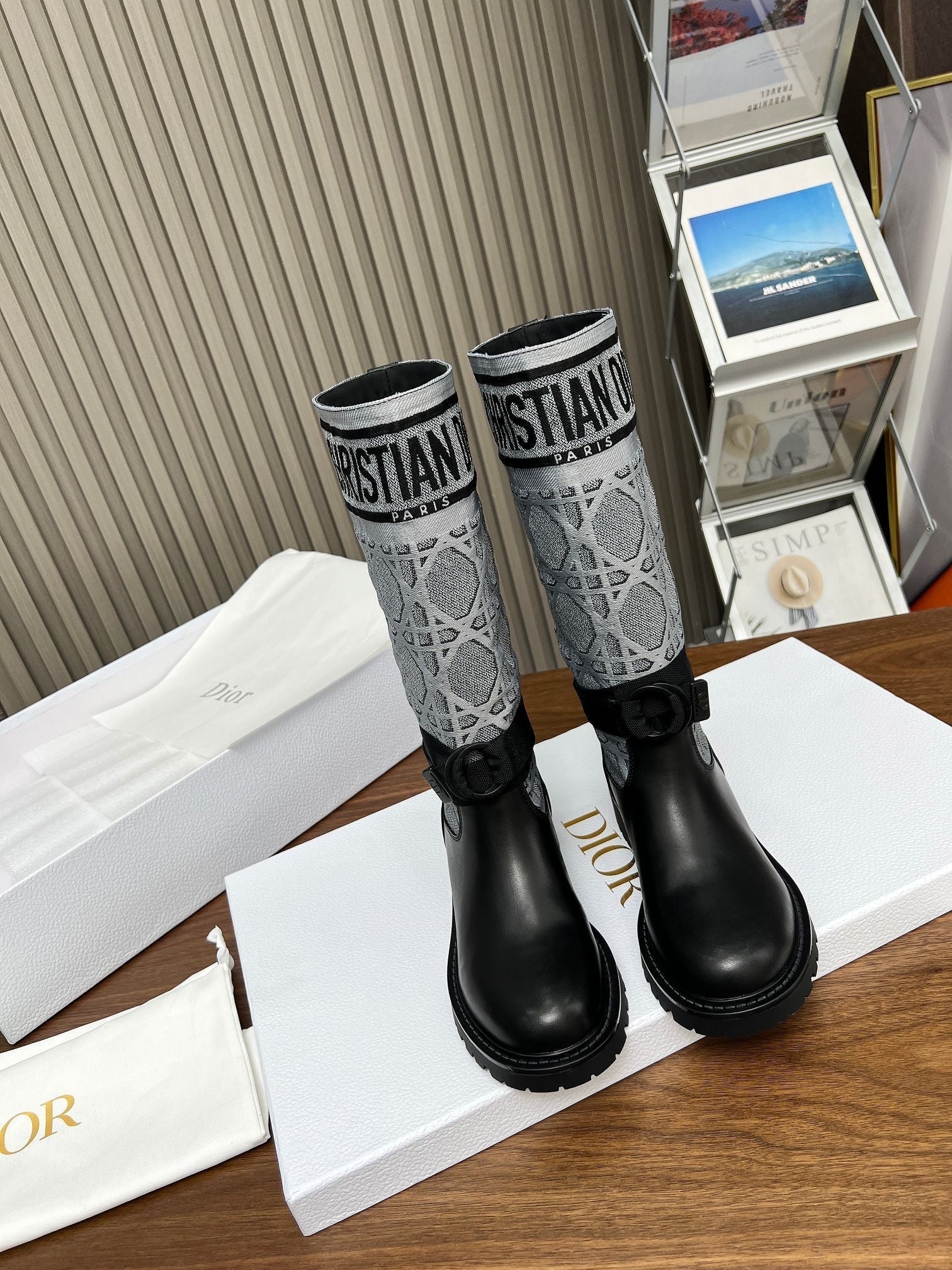 Ezyycart Bags DD D MAJOR BOOT CALFSKIN BLACK AND GREY
