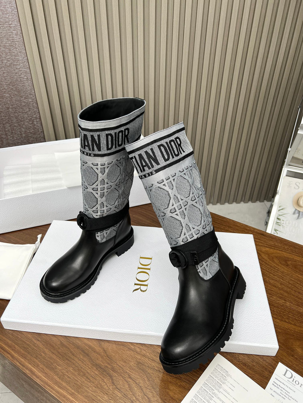 Ezyycart Bags DD D MAJOR BOOT CALFSKIN BLACK AND GREY