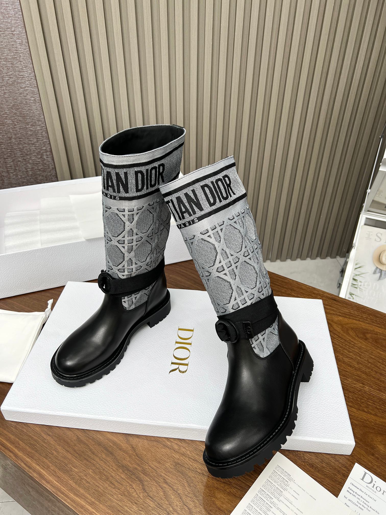 Ezyycart Bags DD D MAJOR BOOT CALFSKIN BLACK AND GREY
