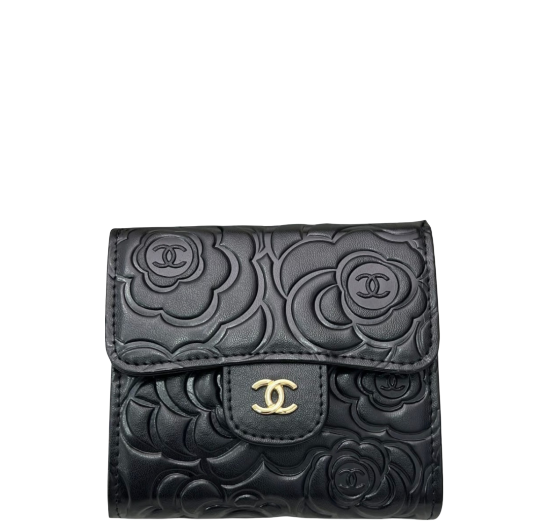 Anum Bags CHL SMALL FLORAL WALLET BLACK 11.5CM