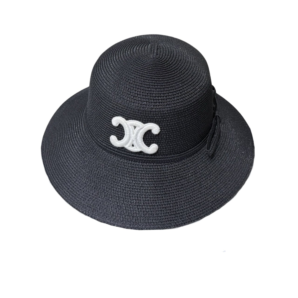 Ezyycart Bags CL TRIOMPHE RAFFIA BUCKET HAT WITH BOW BLACK