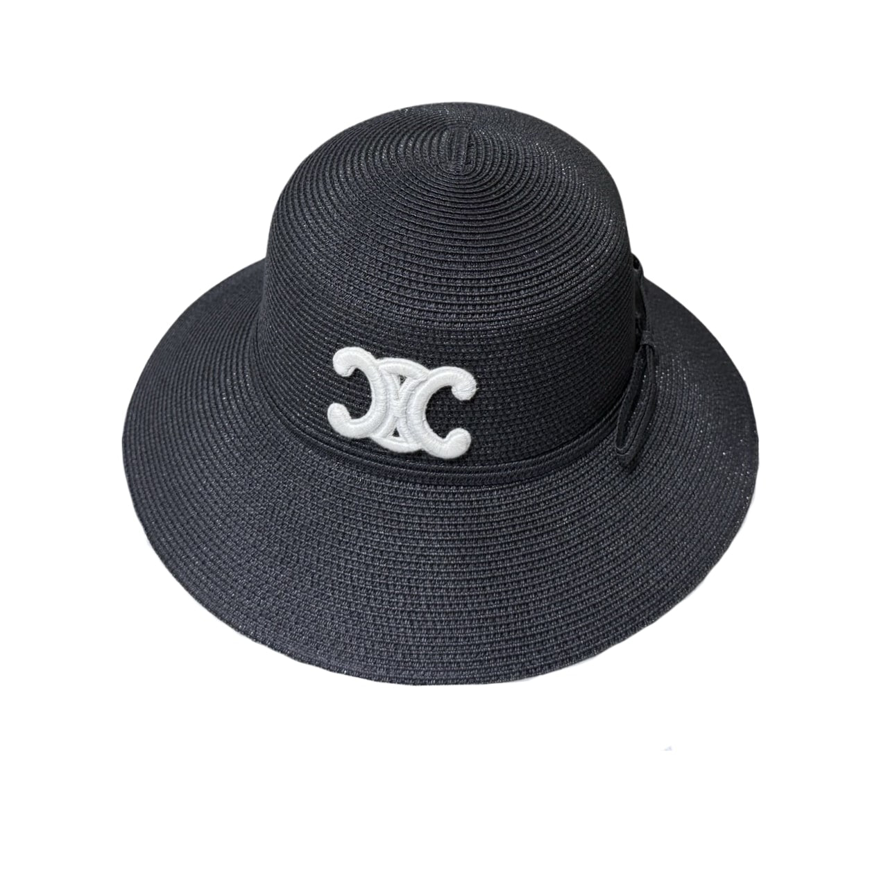 Ezyycart Bags CL TRIOMPHE RAFFIA BUCKET HAT WITH BOW BLACK